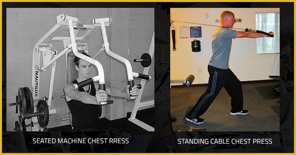 Seated Chest Press and Standing Cable Press