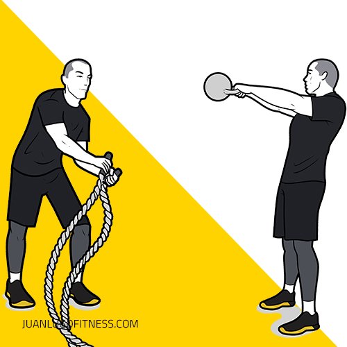 EMOM Workout: Battle Ropes and Kettlebell Swings